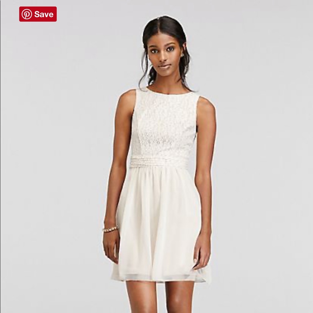 Glitter Lace Tank Dress with Short Chiffon Skirt